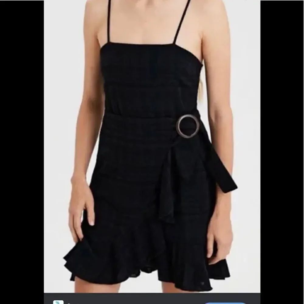 American Eagle black spaghetti strap faux wrap dress with ruffle, size S